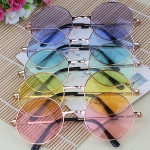 New Golden Frame Round Hippie Sunglasses